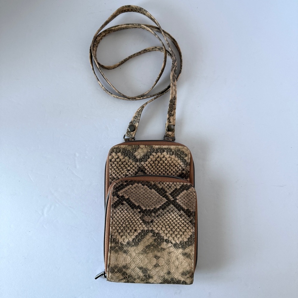 Brown Faux Snakeskin Crossbody Bag | Animal Print Handbag
